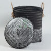 Black And White Bamboo Hamper With Lid NB 09 05 105 1