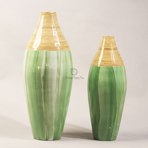 Ecofriendly spun bamboo vase natural flower vase bamboo flower vase S 15 02 026 1