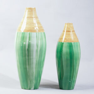 Ecofriendly spun bamboo vase natural flower vase bamboo flower vase S 15 02 026 1