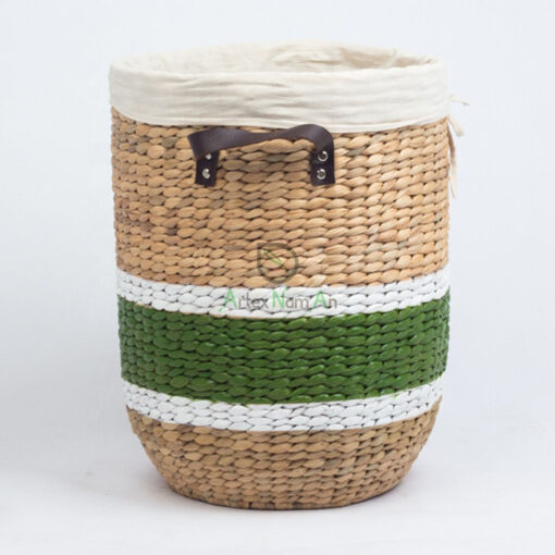 Farmhouse natural water hyacinth storage hamper basket W 06 05 215 01