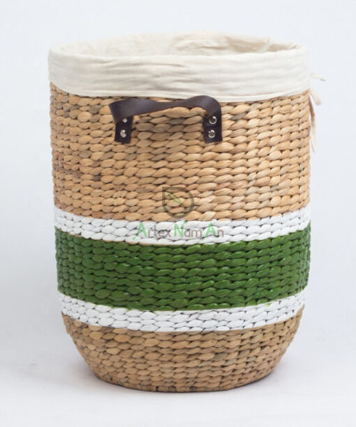 Farmhouse natural water hyacinth storage hamper basket W 06 05 215 01
