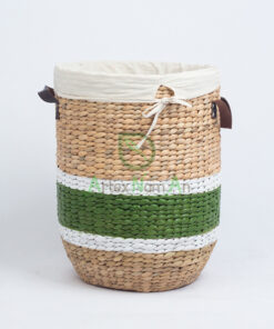 Farmhouse natural water hyacinth storage hamper basket W 06 05 215 01