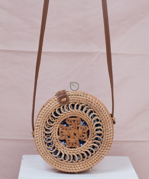 Guarantee products round vintage unique patterne bali straw bag straw shoulder bag rattan bag Vietnam R 42 11 001 03