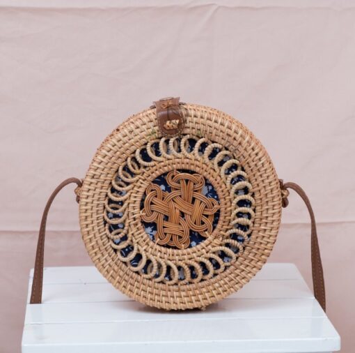 Guarantee products round vintage unique patterne bali straw bag straw shoulder bag rattan bag Vietnam R 42 11 001 03
