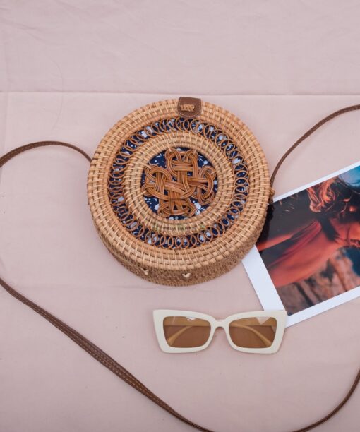 Guarantee products round vintage unique patterne bali straw bag straw shoulder bag rattan bag Vietnam R 42 11 001 03