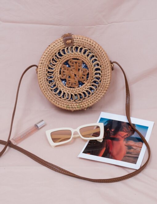 Guarantee products round vintage unique patterne bali straw bag straw shoulder bag rattan bag Vietnam R 42 11 001 03