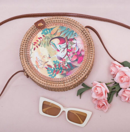 Handmade Printed Handbags For Women Also Woven Rattan Round Summer Beach Ladies Bag From Vietnam R 38 11 001 07