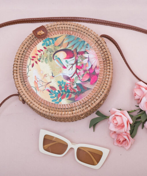 Handmade Printed Handbags For Women Also Woven Rattan Round Summer Beach Ladies Bag From Vietnam R 38 11 001 07