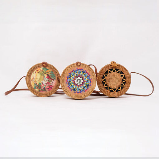 Handmade Printed Handbags For Women Also Woven Rattan Round Summer Beach Ladies Bag From Vietnam R 38 11 001 07
