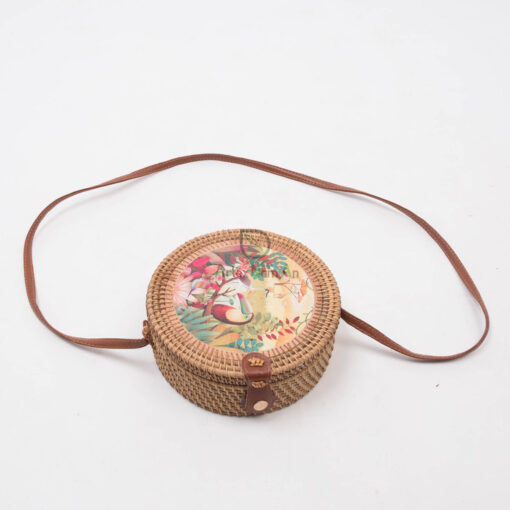 Handmade Printed Handbags For Women Also Woven Rattan Round Summer Beach Ladies Bag From Vietnam R 38 11 001 07