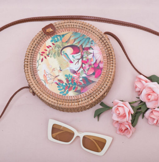 Handmade Printed Handbags For Women Also Woven Rattan Round Summer Beach Ladies Bag From Vietnam R 38 11 001 07