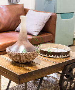 High Quality Mid-century Vase Made From Spun Bamboo And Seagrass SGS 09 02 024 01