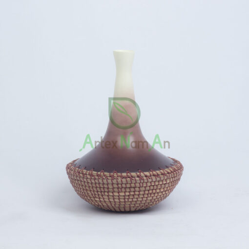 High Quality Mid-century Vase Made From Spun Bamboo And Seagrass SGS 09 02 024 01