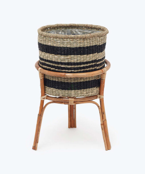 Natural Small Round Plant Pots Woven Water Hyacinth Indoor W 06 16 014 01