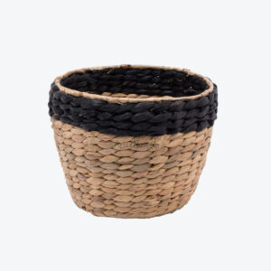 Natural Small Round Plant Pots Woven Water Hyacinth Indoor W 06 16 021 01
