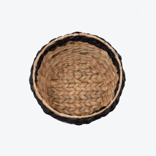 Natural Small Round Plant Pots Woven Water Hyacinth Indoor W 06 16 021 01