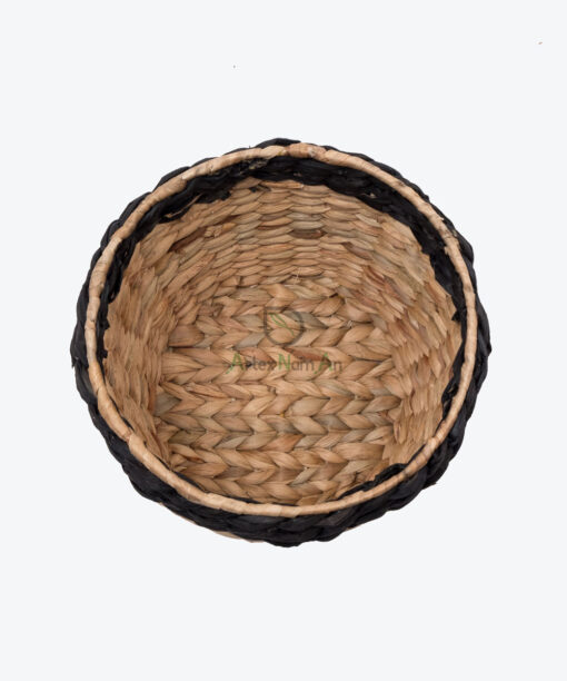 Natural Small Round Plant Pots Woven Water Hyacinth Indoor W 06 16 021 01