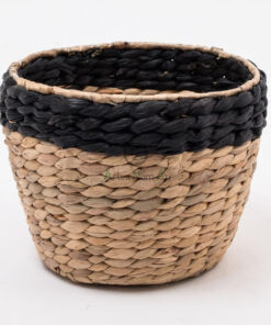 Natural Small Round Plant Pots Woven Water Hyacinth Indoor W 06 16 021 01