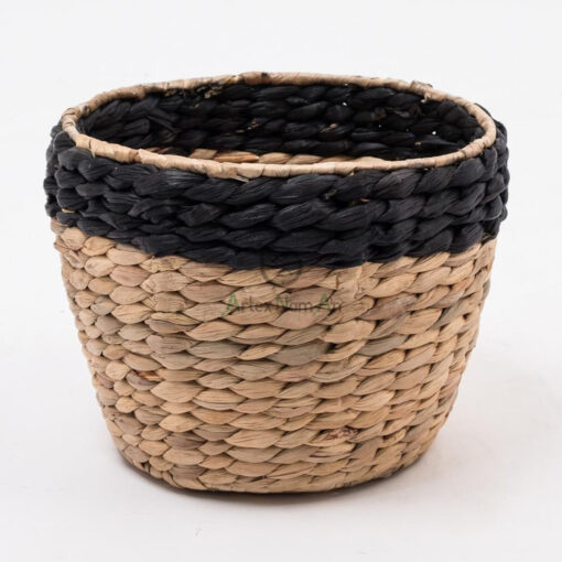 Natural Small Round Plant Pots Woven Water Hyacinth Indoor W 06 16 021 01