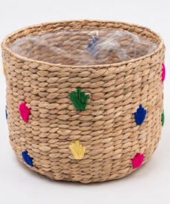 Newest design handmade water hyacinth indoor pots for plant, woven garden flower pot planter W 06 16 018 01