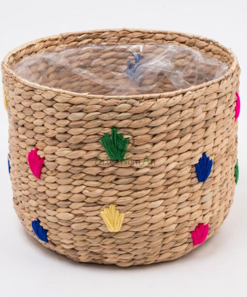 Newest design handmade water hyacinth indoor pots for plant, woven garden flower pot planter W 06 16 018 01