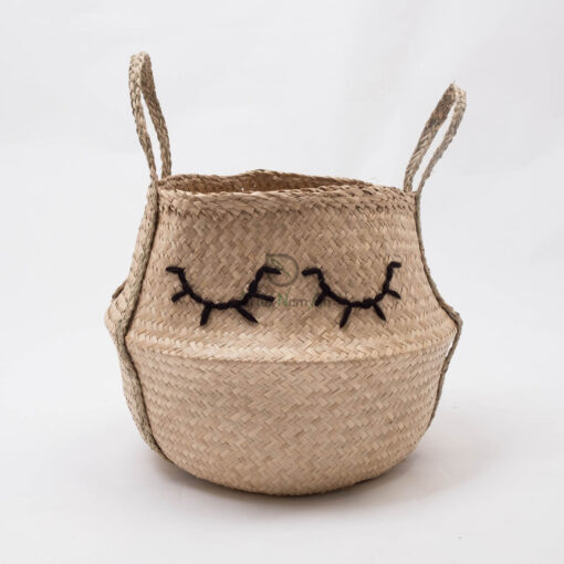 OEM/ODM foldable laundry basket/seagrass belly bsket with eyes pattern SG 06 05 442 04