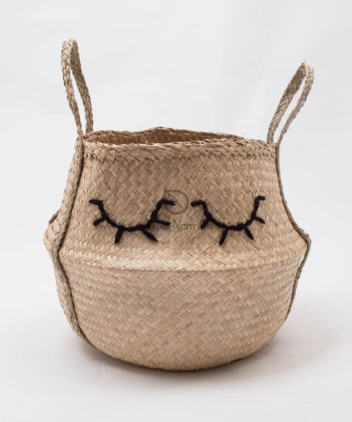 OEM/ODM foldable laundry basket/seagrass belly bsket with eyes pattern SG 06 05 442 04