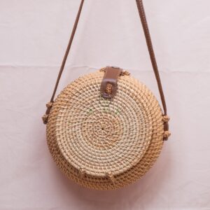 OEM/ODM service round vintage sunburst pattern 20x8cm straw woven bag straw bag summer straw bag R 42 11 001 02