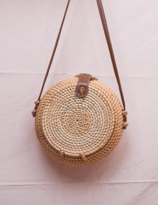 OEM/ODM service round vintage sunburst pattern 20x8cm straw woven bag straw bag summer straw bag R 42 11 001 02