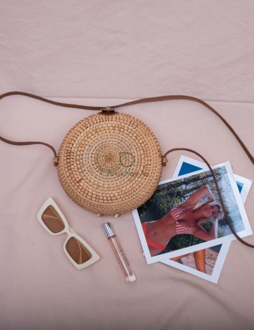 OEM/ODM service round vintage sunburst pattern 20x8cm straw woven bag straw bag summer straw bag R 42 11 001 02