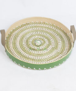 Round bamboo seagrass serving decorative tray SGS 09 03 054 01