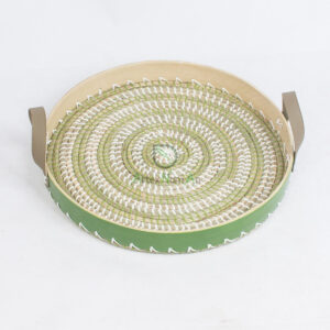 Round bamboo seagrass serving decorative tray SGS 09 03 054 01