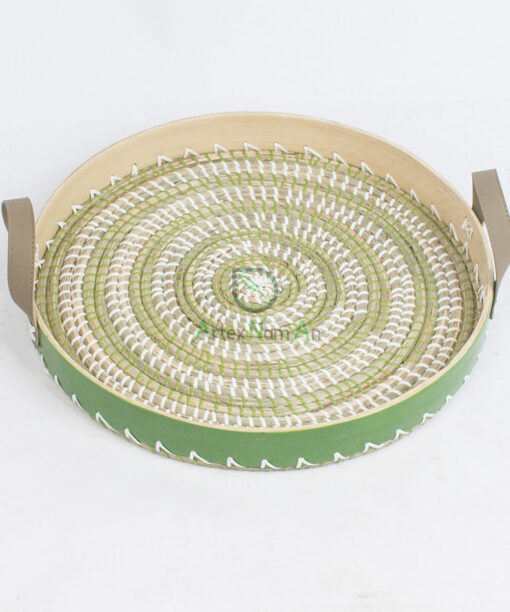 Round bamboo seagrass serving decorative tray SGS 09 03 054 01