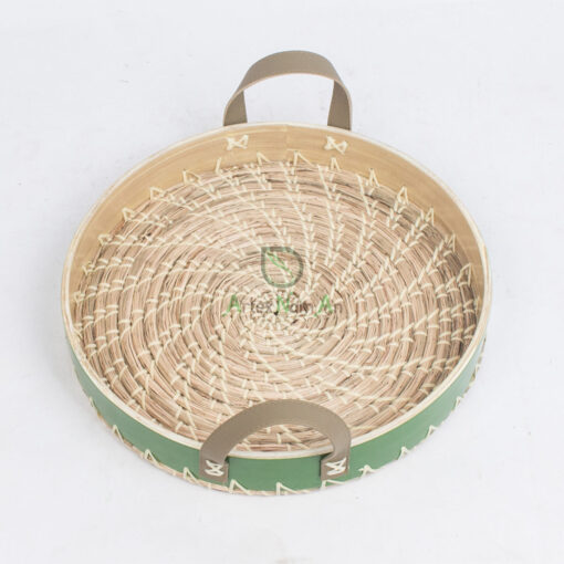 Round bamboo seagrass serving decorative tray SGS 09 03 054 01