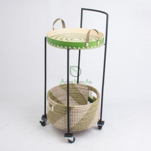 Round bamboo seagrass serving decorative tray SGS 09 03 054 01