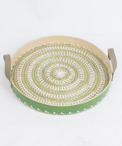 Round bamboo seagrass serving decorative tray SGS 09 03 054 01