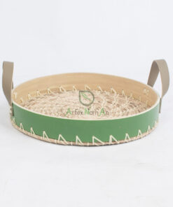 Round bamboo seagrass serving decorative tray SGS 09 03 054 01