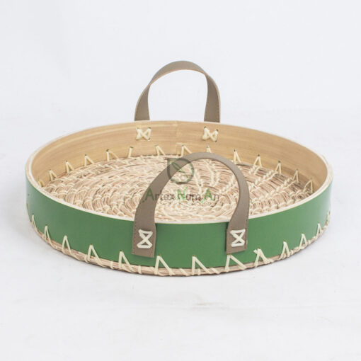 Round bamboo seagrass serving decorative tray SGS 09 03 054 01