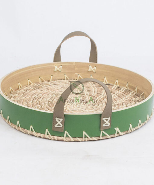 Round bamboo seagrass serving decorative tray SGS 09 03 054 01