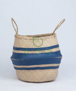 Scandinavian Belly Basket In Blue Made From Seagrass SG 10 05 179 01