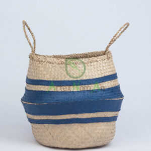 Scandinavian Belly Basket In Blue Made From Seagrass SG 10 05 179 01