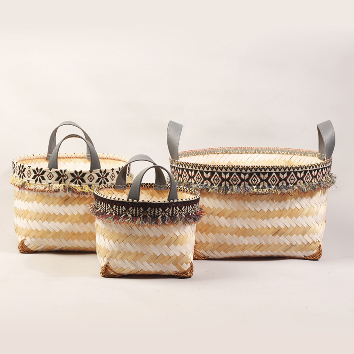 Set 3 Bohemian Weaving Bamboo Basket Artexnaman