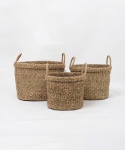Set 3 Laundry Foldable Seagrass Belly Basket SG 06 05 220 1