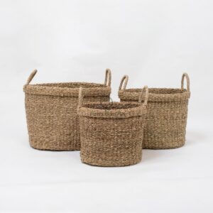 Set 3 Laundry Foldable Seagrass Belly Basket SG 06 05 220 1