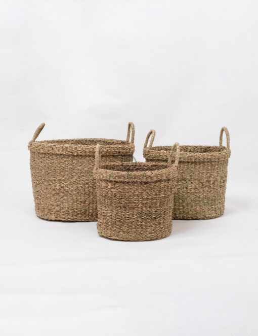 Set 3 Laundry Foldable Seagrass Belly Basket SG 06 05 220 1