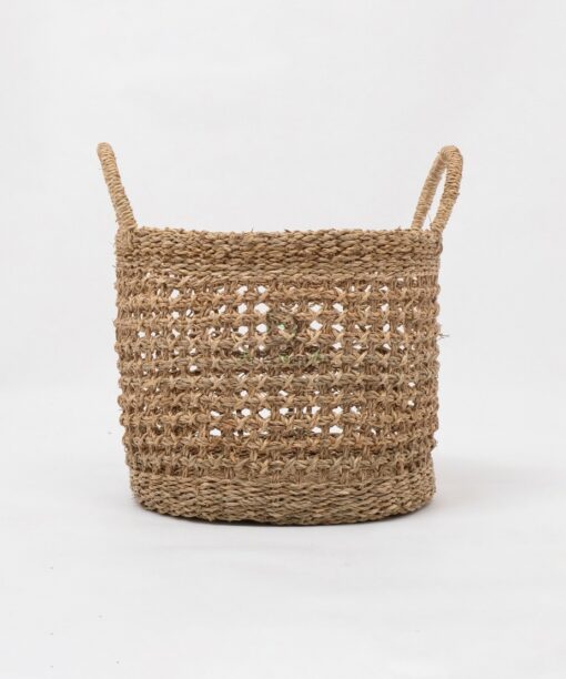 Set Of 3 Foldable Laundry Basket Belly Seagrass SG 06 05 448 01
