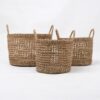 Set Of 3 Foldable Laundry Basket Belly Seagrass SG 06 05 448 01