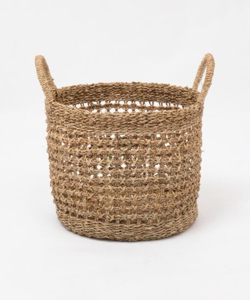 Set Of 3 Foldable Laundry Basket Belly Seagrass SG 06 05 448 01