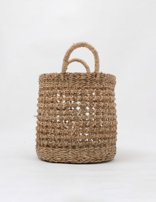 Set Of 3 Foldable Laundry Basket Belly Seagrass SG 06 05 448 01