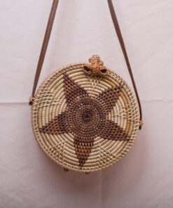 Small MOQ Products Round Vintage Star Pattern Rattan Bag Vietnam R 38 11 001 03